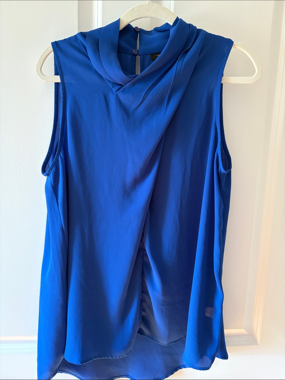 Halogen Sleeveless Draped Cowl Neck Top - Blue size L